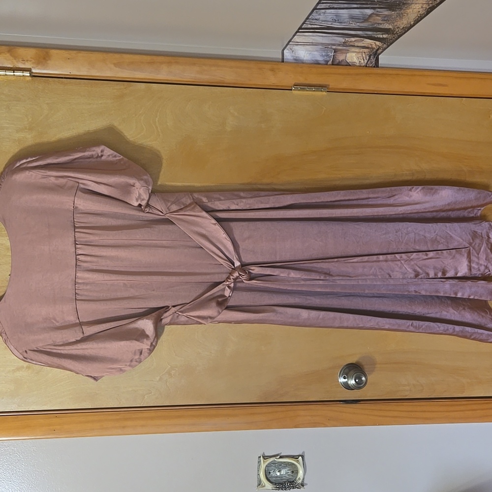 Anne Klein Dress Size 16 Beautiful Satin With Tie Belt - Picture 3 of 4